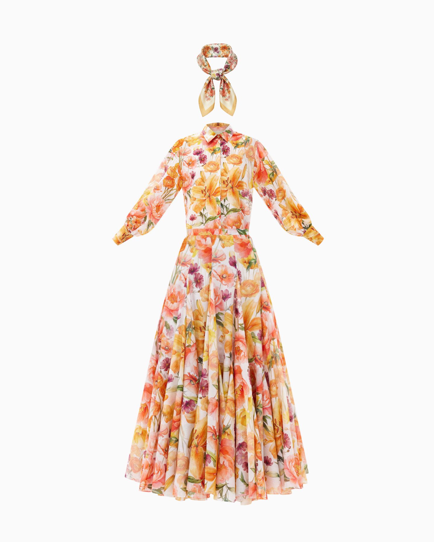 CALLA BLOUSE + MAGNOLIA SKIRT + PEACH LILIES SCARF 1 CALLA BLOUSE + MAGNOLIA SKIRT + PEACH LILIES SCARF