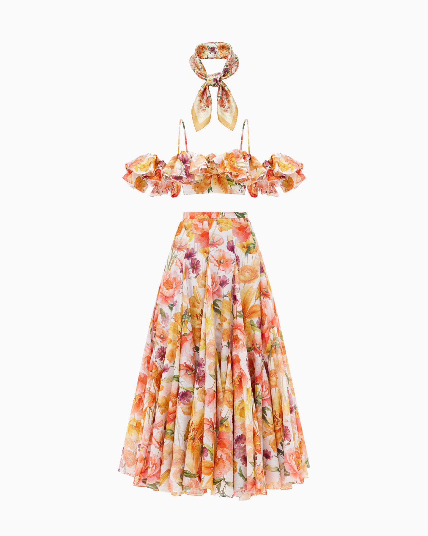 MAGNOLIA TOP + MAGNOLIA SKIRT + PEACH LILIES SCARF 1 MAGNOLIA TOP + MAGNOLIA SKIRT + PEACH LILIES SCARF